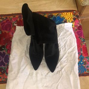 Stuart Weitzman Black Velvet Booties